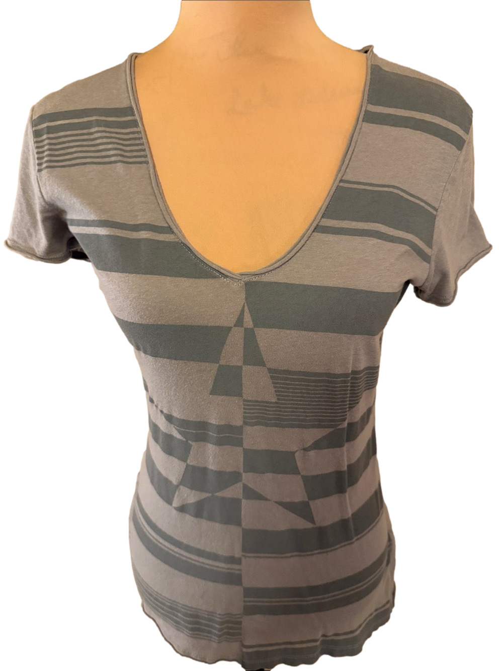 Converse Gray Striped V-Neck Tee